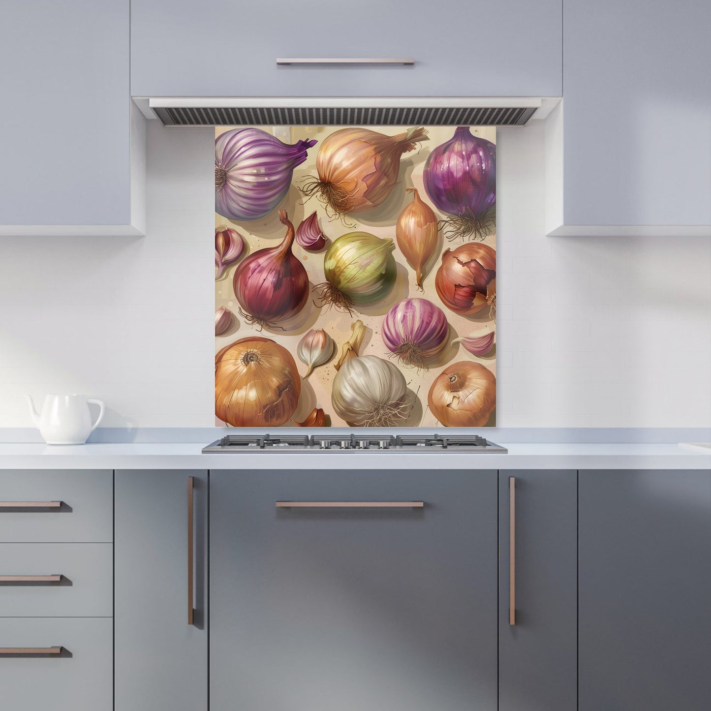 Varieties of Onions and Garlic Kitchen Splashback