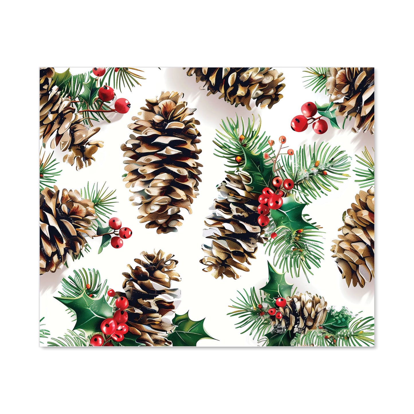 Festive Pine Cones and Holly Kitchen Splashback