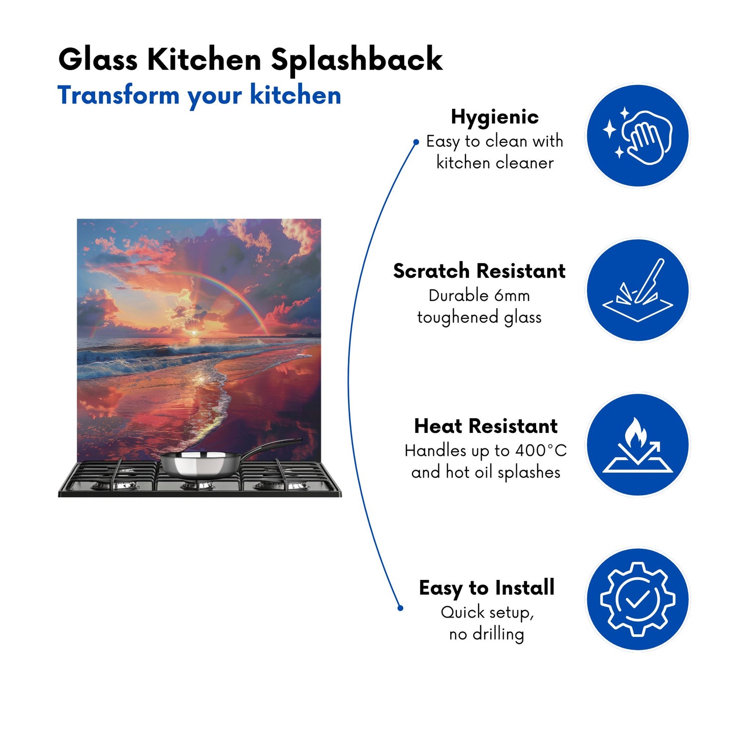 Rainbow Reflection on the Shore Kitchen Splashback