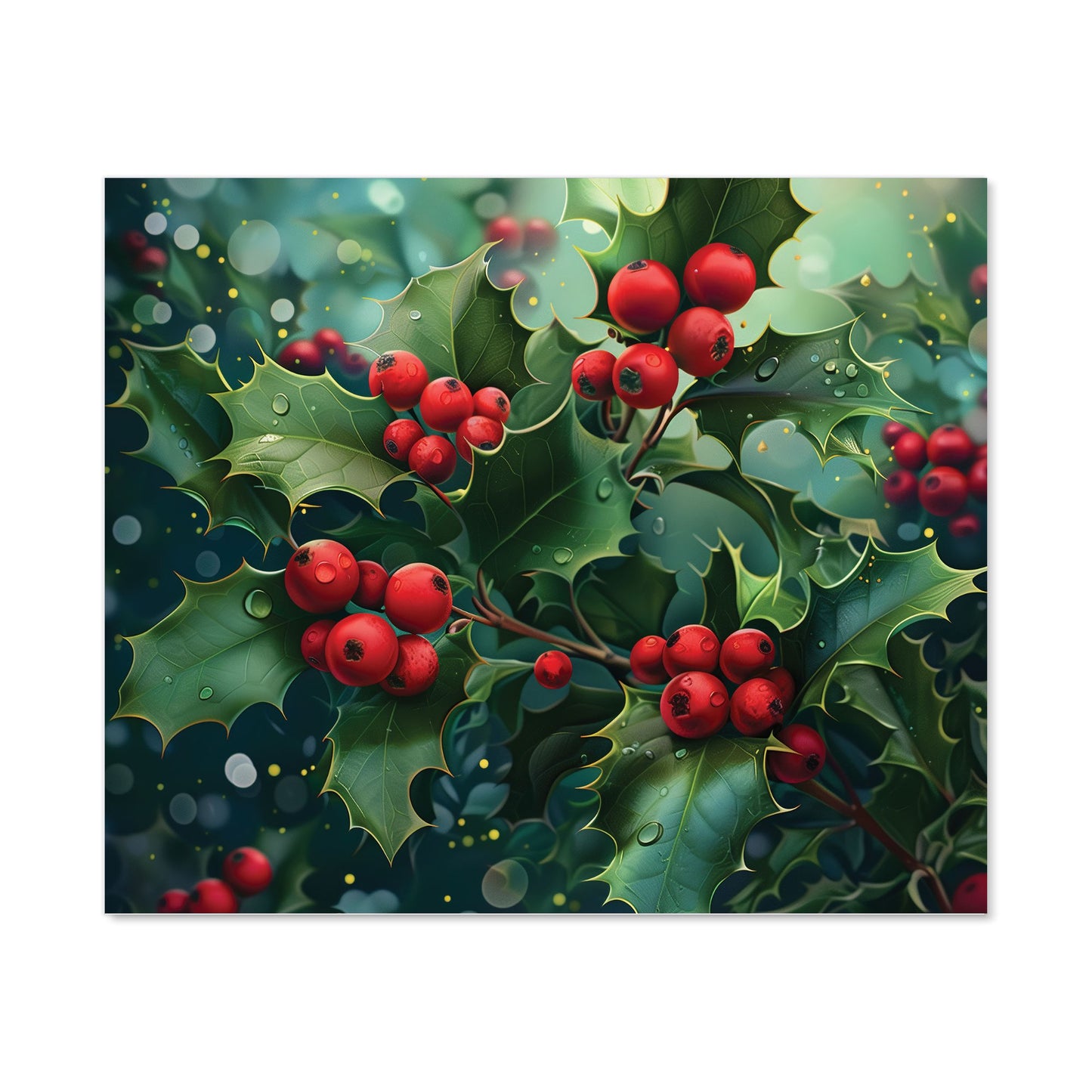 Festive Holly with Dew-Kissed Berries Kitchen Splashback