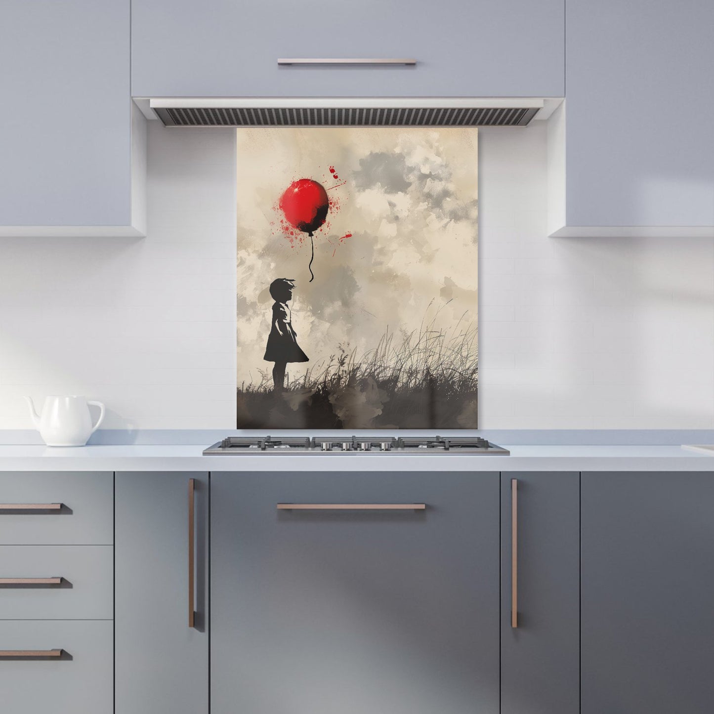 Dreamy Banksy-Inspired Girl with Red Balloon Kitchen Splashback