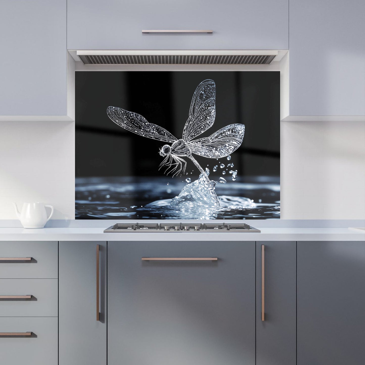 Glistening Dragonfly Lift-Off Kitchen Splashback