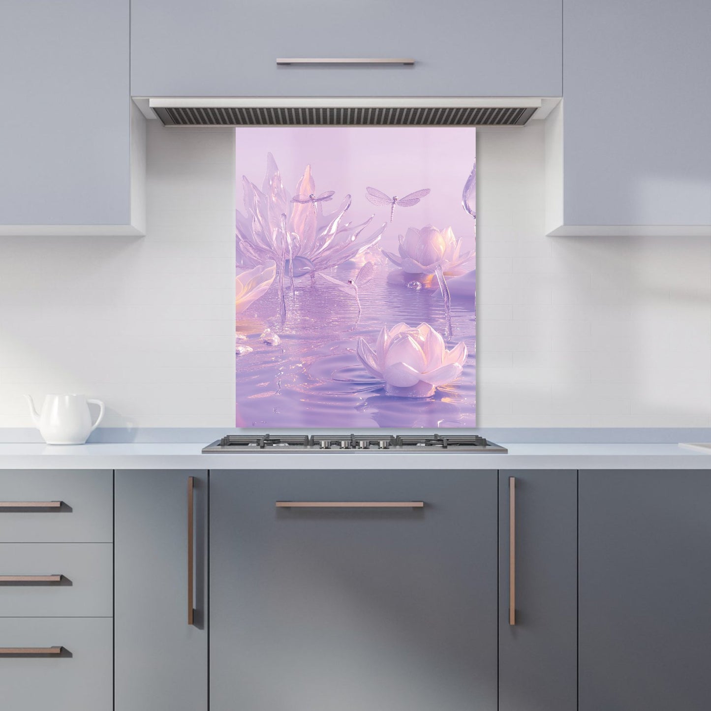 Mystical Waterlilies in Purple Twilight Kitchen Splashback
