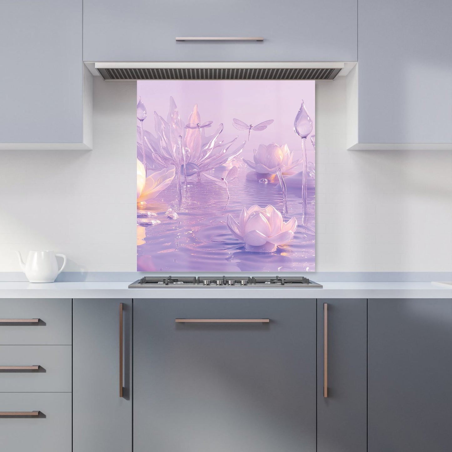 Mystical Waterlilies in Purple Twilight Kitchen Splashback