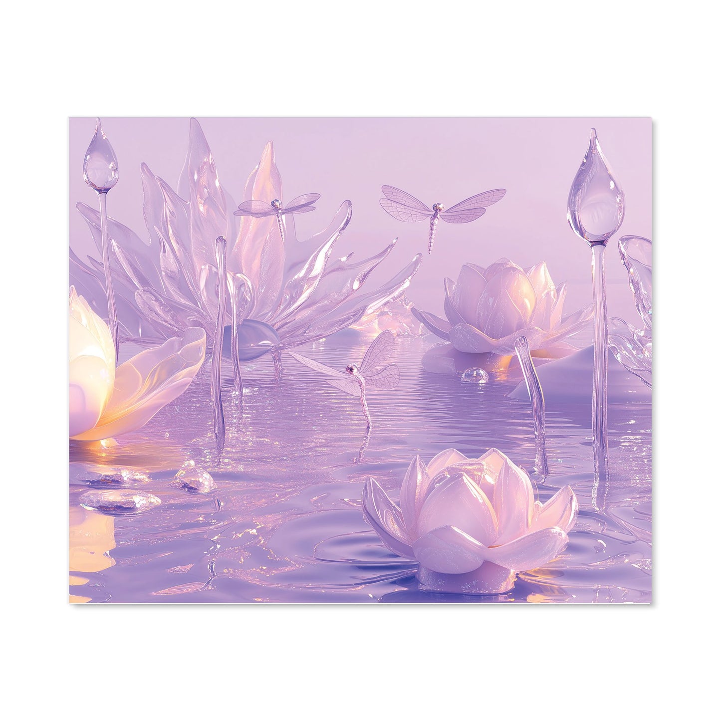 Mystical Waterlilies in Purple Twilight Kitchen Splashback