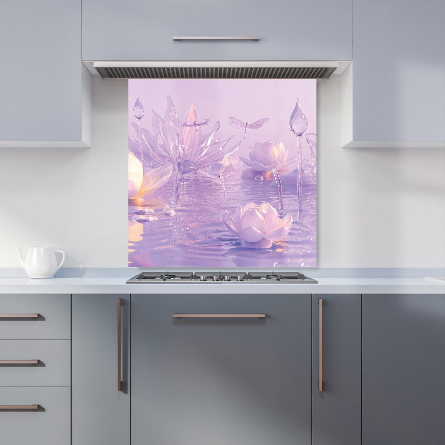 Mystical Waterlilies in Purple Twilight Kitchen Splashback