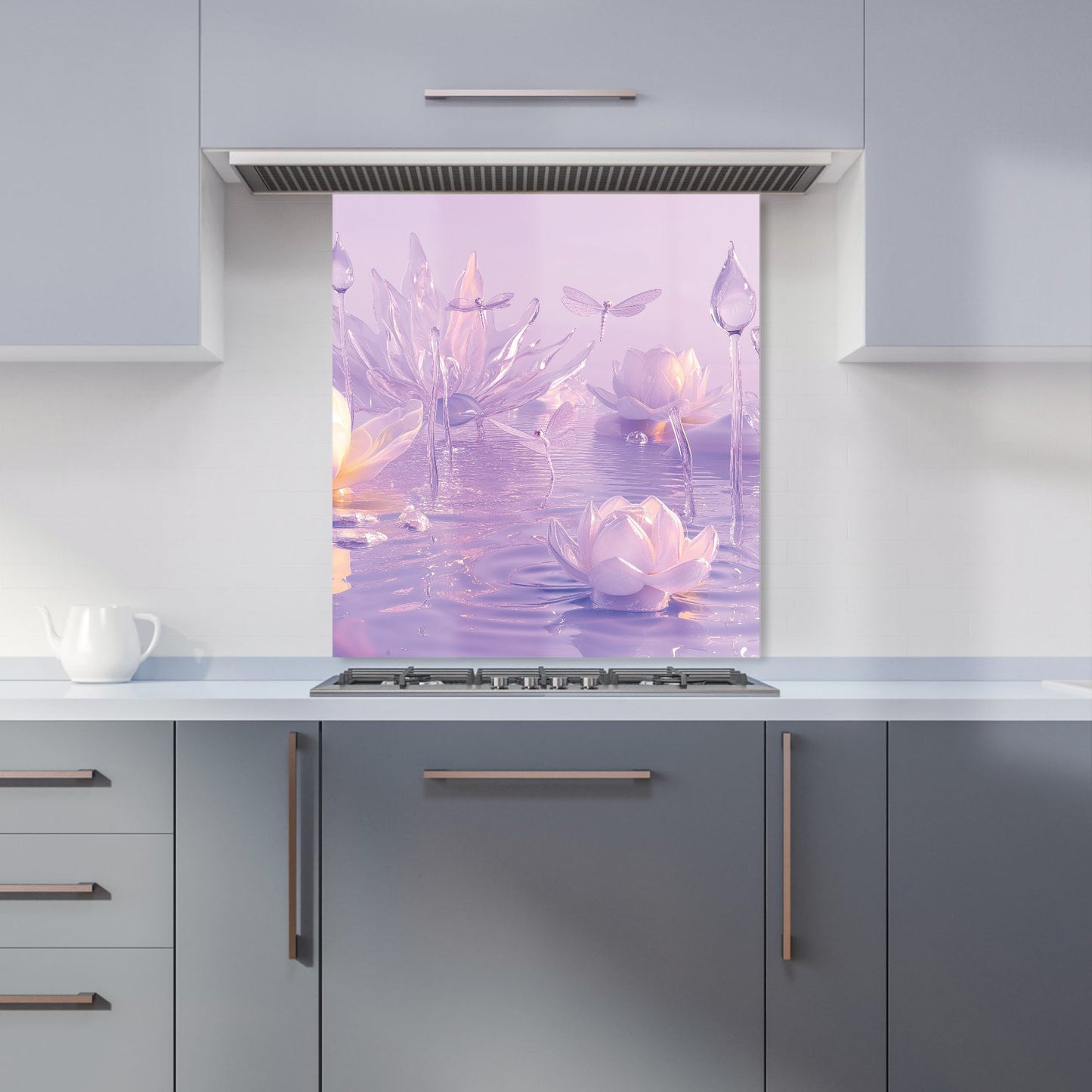 Mystical Waterlilies in Purple Twilight Kitchen Splashback