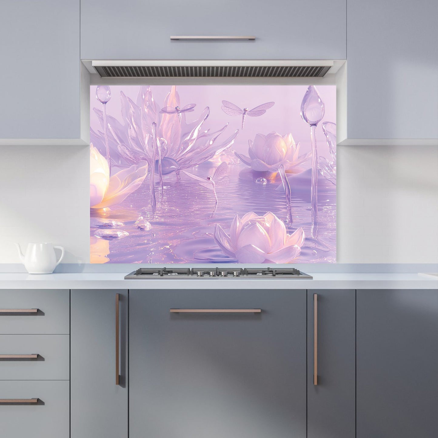 Mystical Waterlilies in Purple Twilight Kitchen Splashback