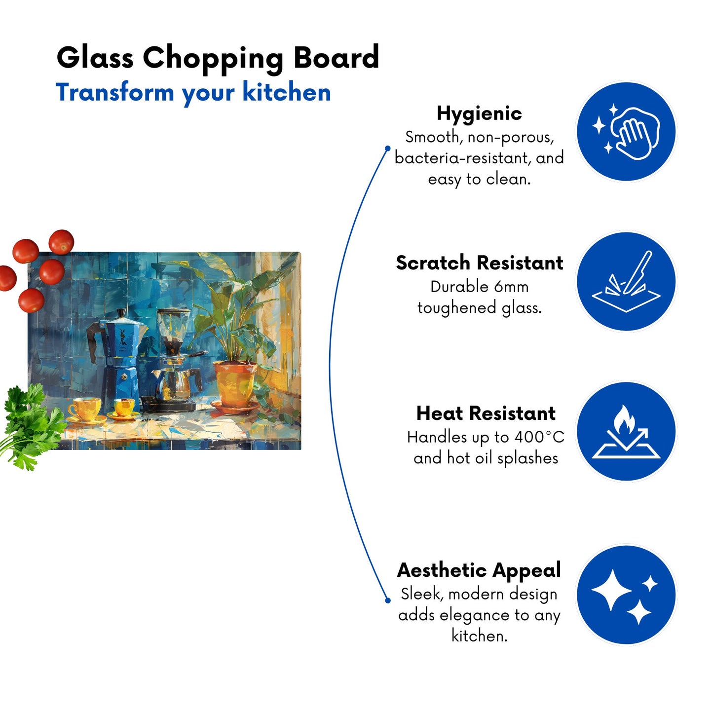 Morning Coffee: A Painterly View Chopping Board