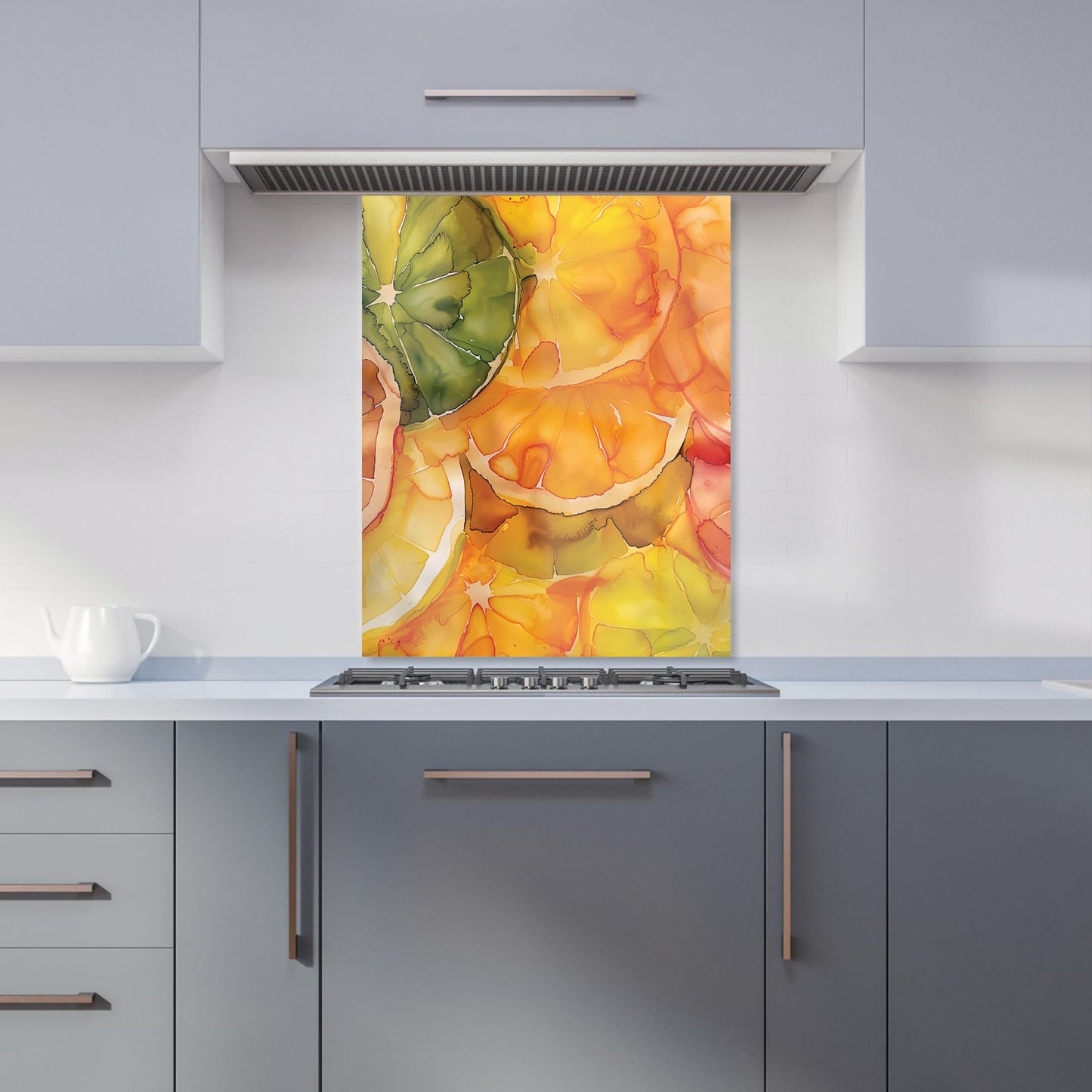 Citrus Swirl: Vibrant and Abstract Kitchen Splashback