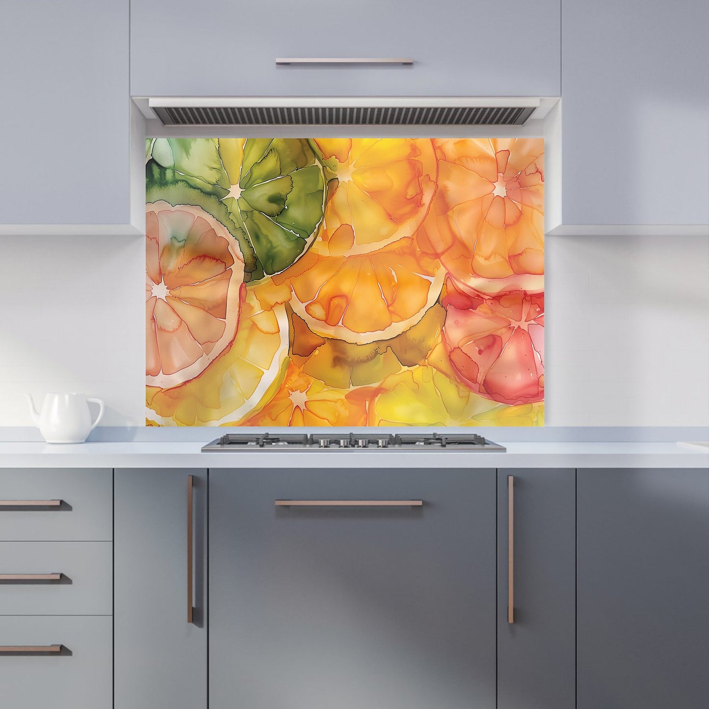 Citrus Swirl: Vibrant and Abstract Kitchen Splashback