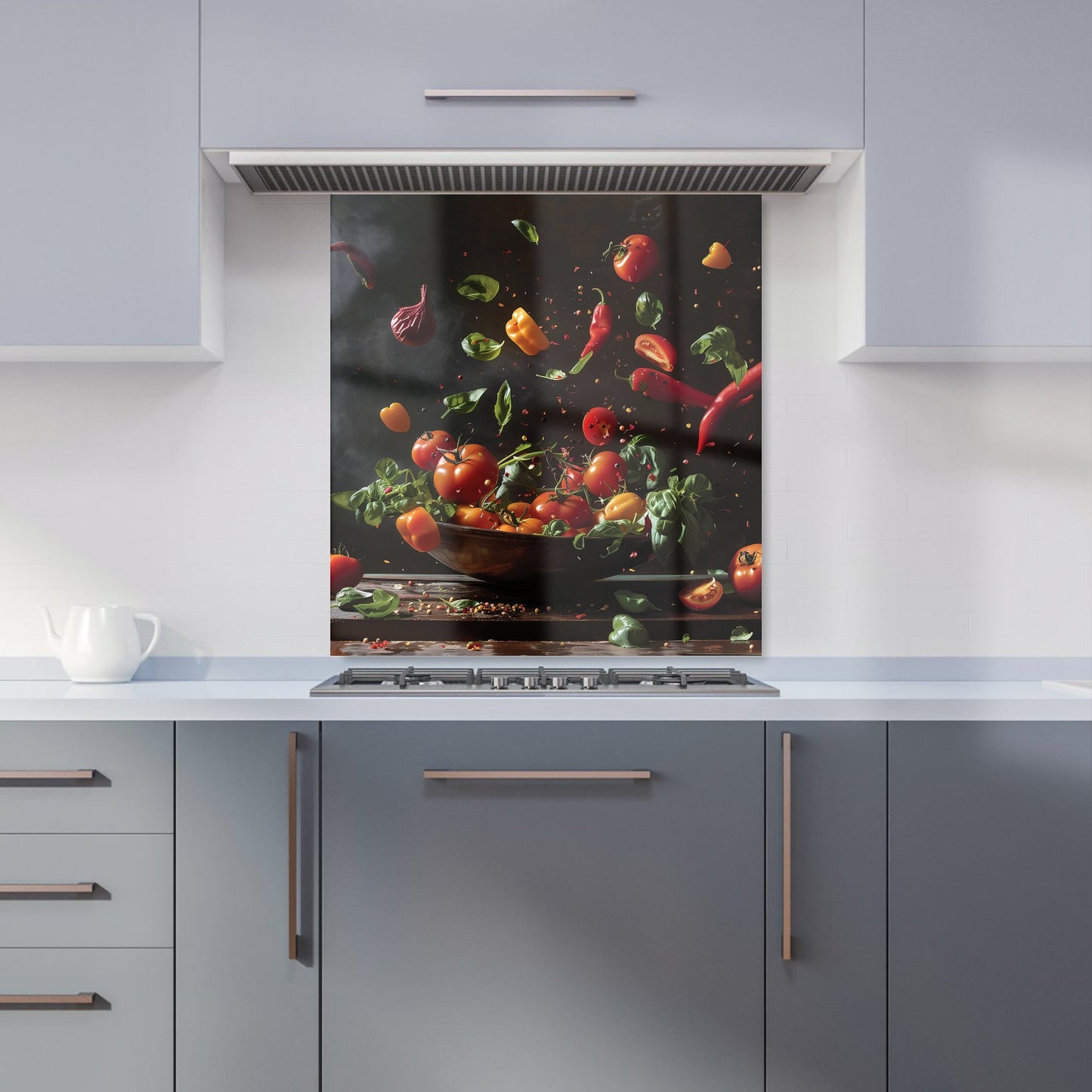 Dynamic Levitation: Vegetable Ballet Kitchen Splashback