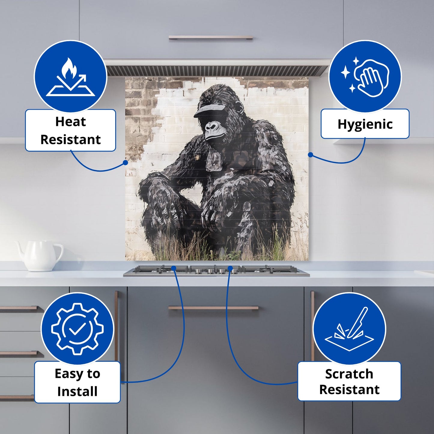 Urban Gorilla: Banksy-Inspired Street Art Kitchen Splashback