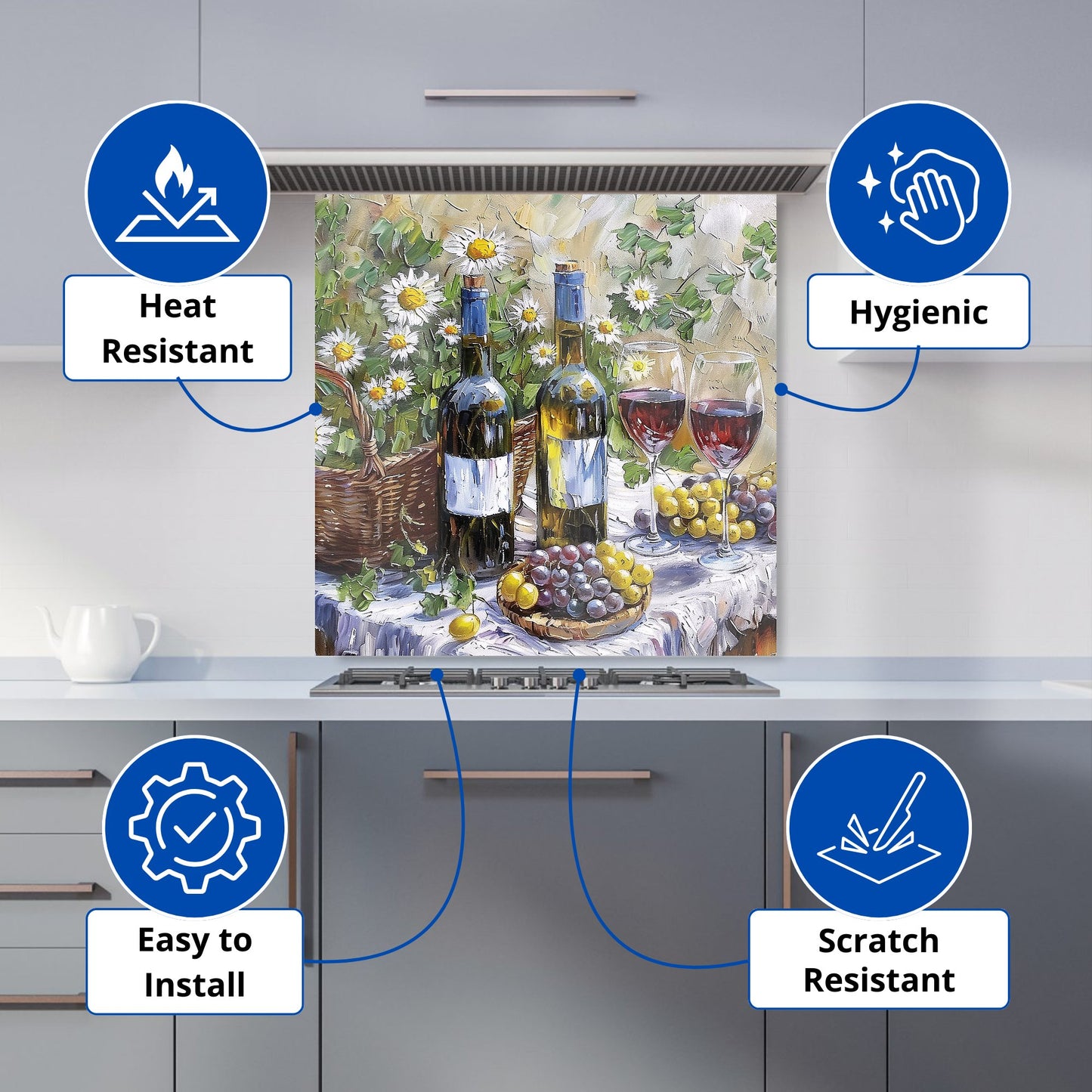 Vineyard Feast: Impressionist's Still Life Kitchen Splashback