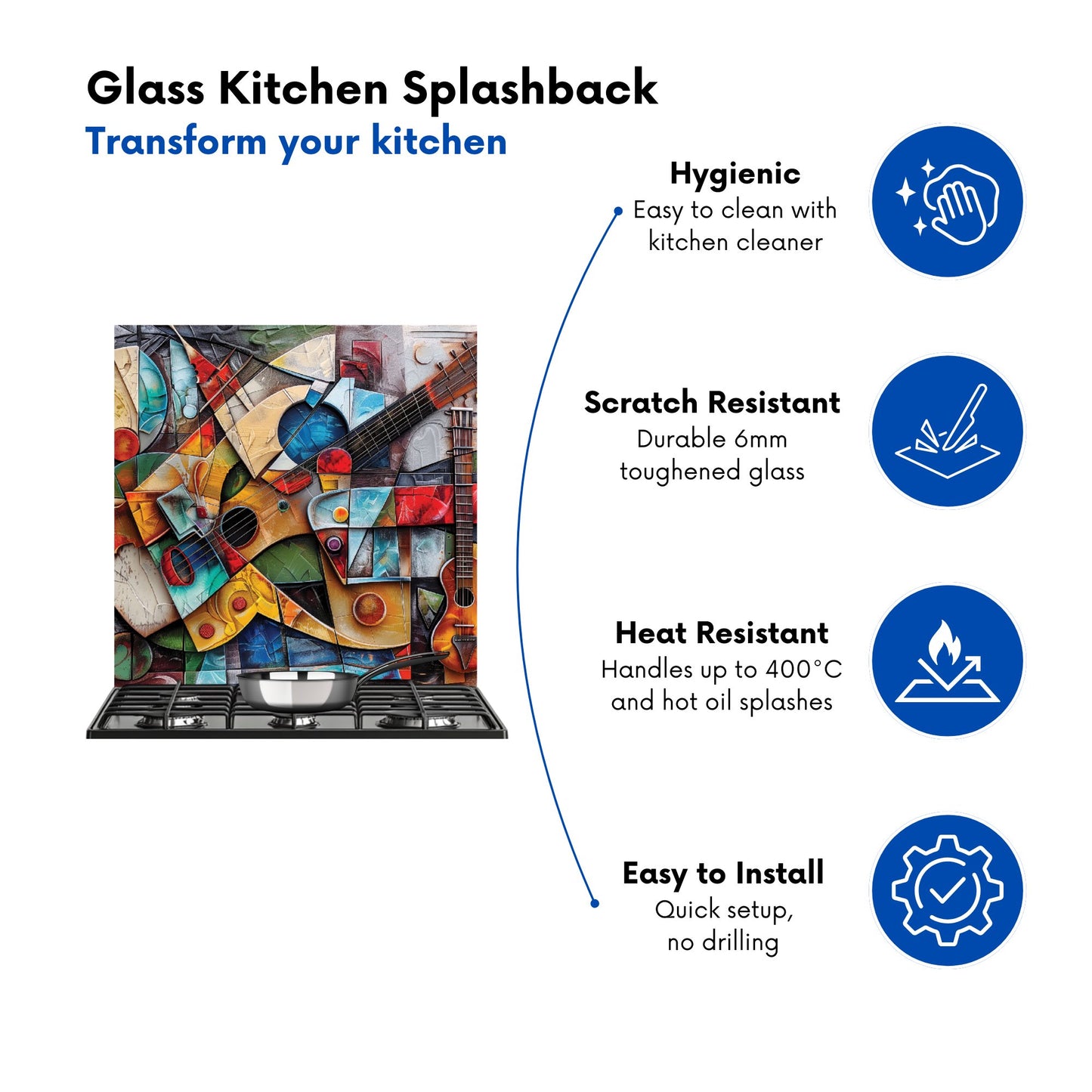 Melody of Shapes: Picasso's Instruments Kitchen Splashback
