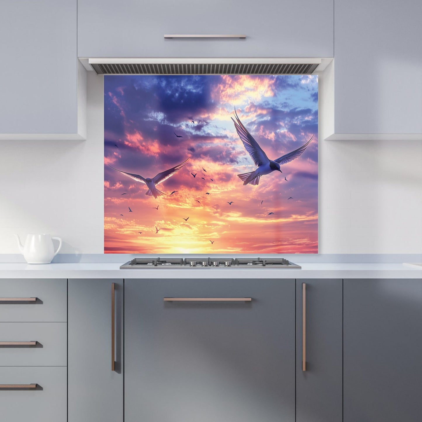Dawn Flight: Swallows at Sunrise Kitchen Splashback
