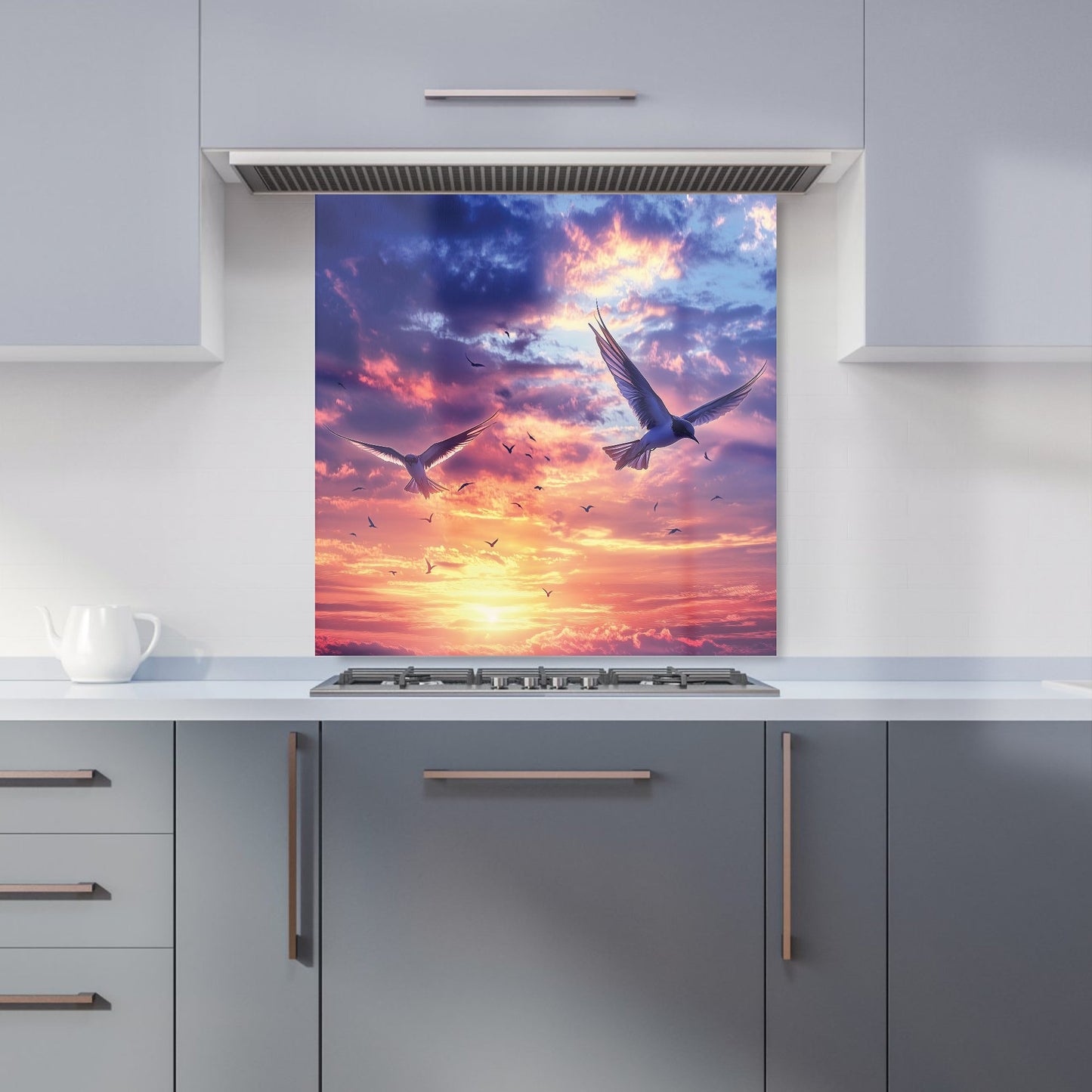 Dawn Flight: Swallows at Sunrise Kitchen Splashback