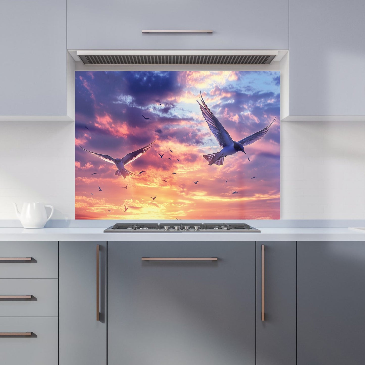 Dawn Flight: Swallows at Sunrise Kitchen Splashback