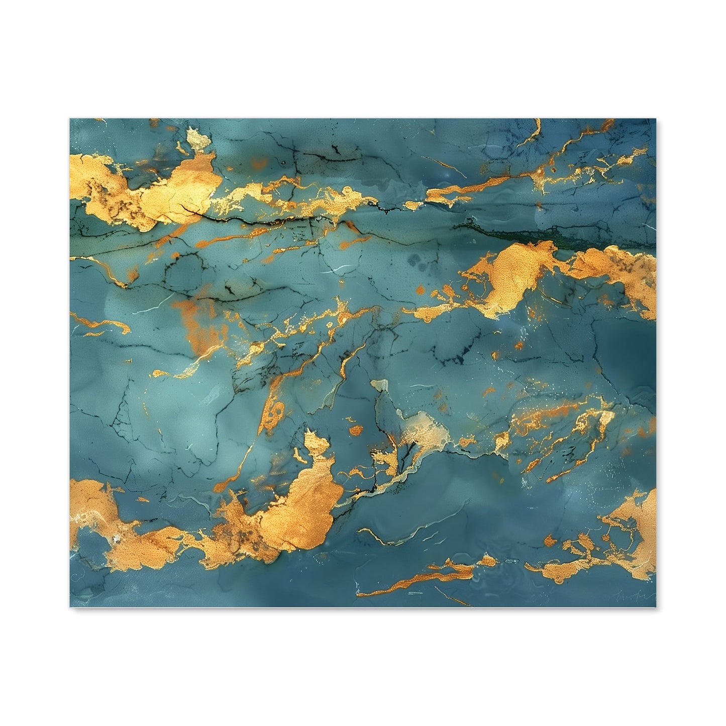 Gold And Azure Marble Effect Kitchen Splashback