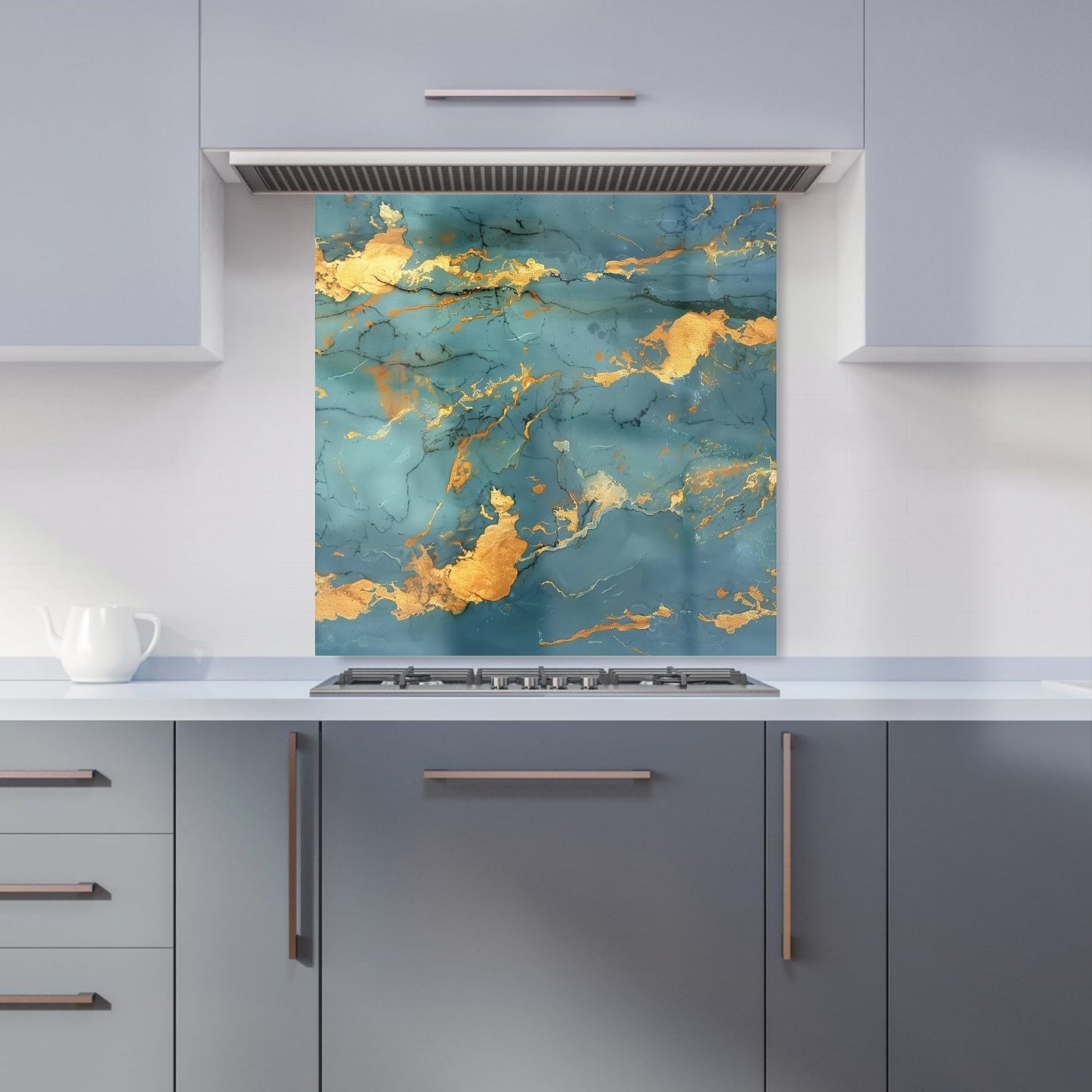 Gold And Azure Marble Effect Kitchen Splashback