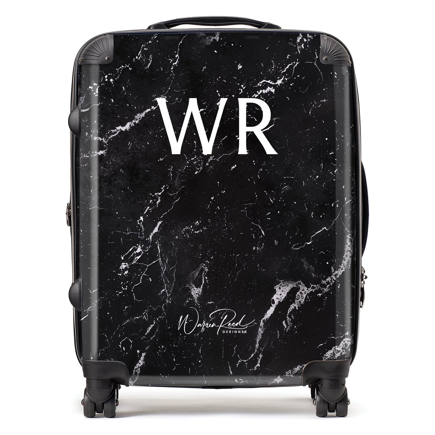 WR01053 Personalised Polished Black Quartz Effect Initial Suitcase