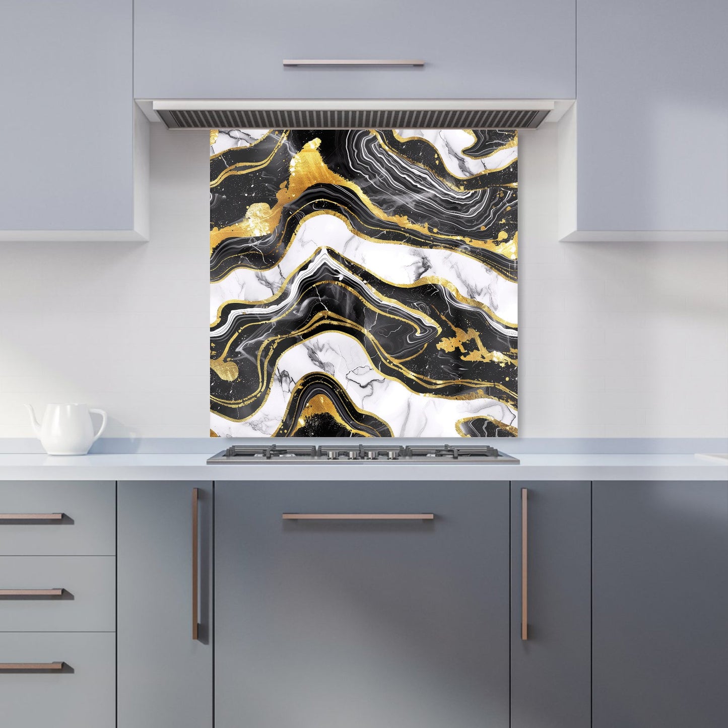 Black And Gold Marble Effect Kitchen Splashback