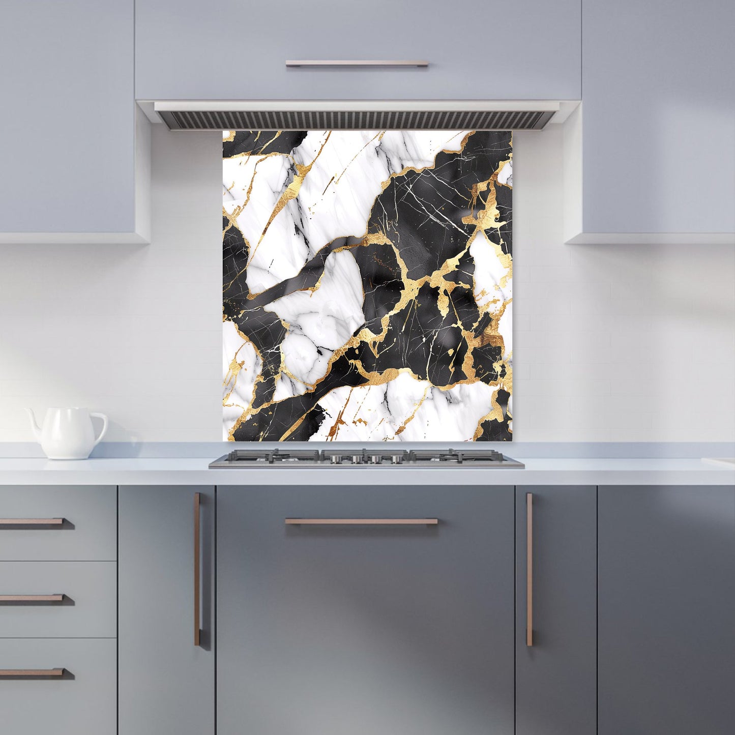 Gold And Black Marble Effect Kitchen Splashback