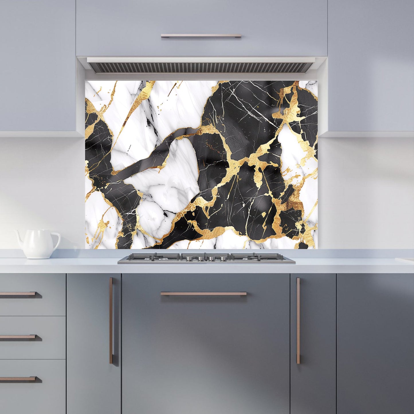 Gold And Black Marble Effect Kitchen Splashback