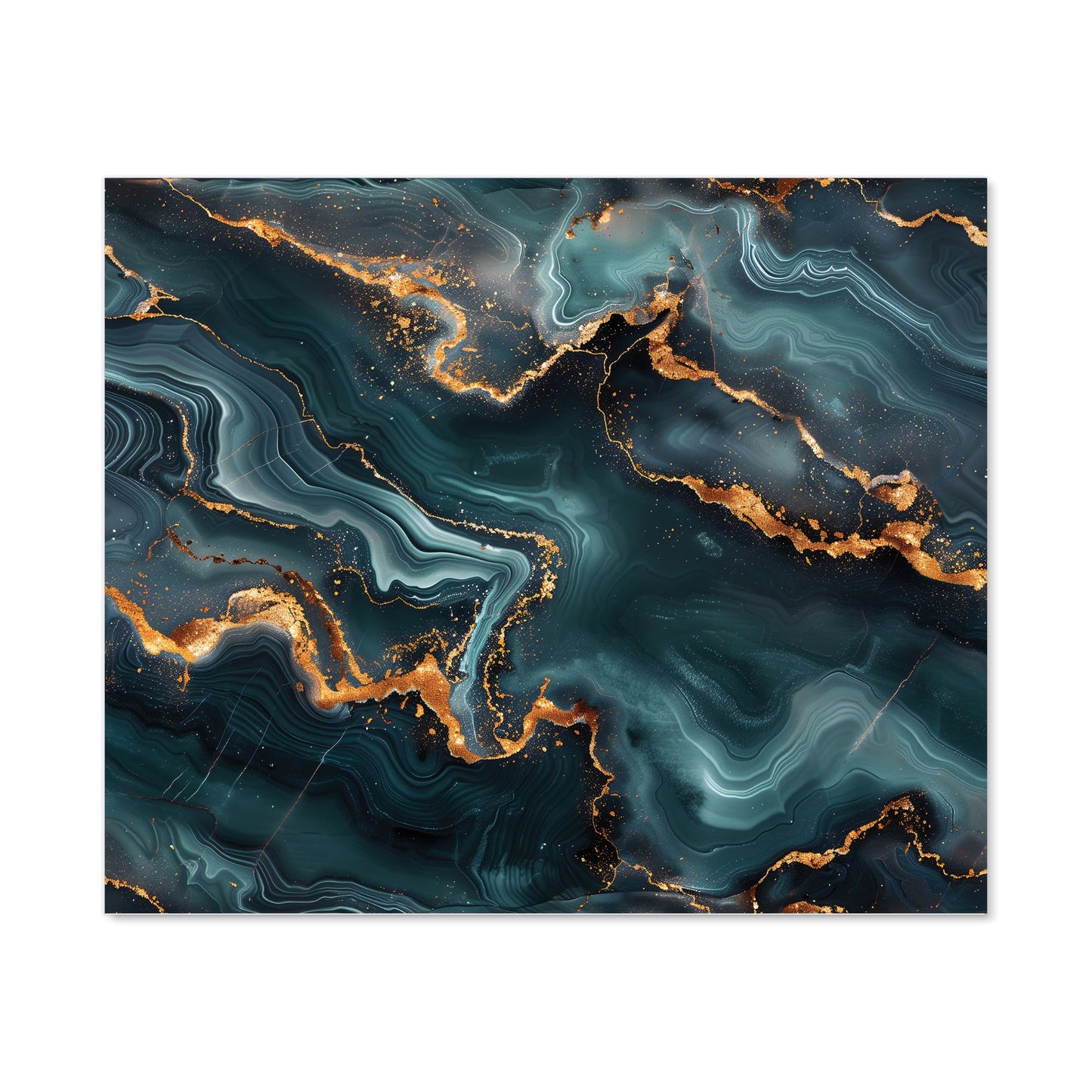 Gold, Blue Marble Effect Kitchen Splashback