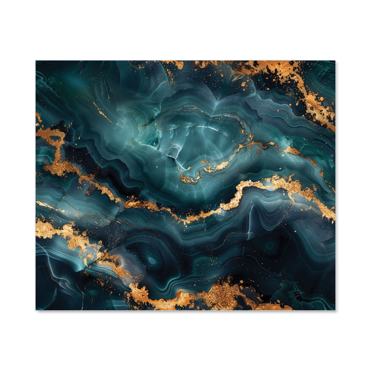 Blue, Gold Marble Effect Kitchen Splashback