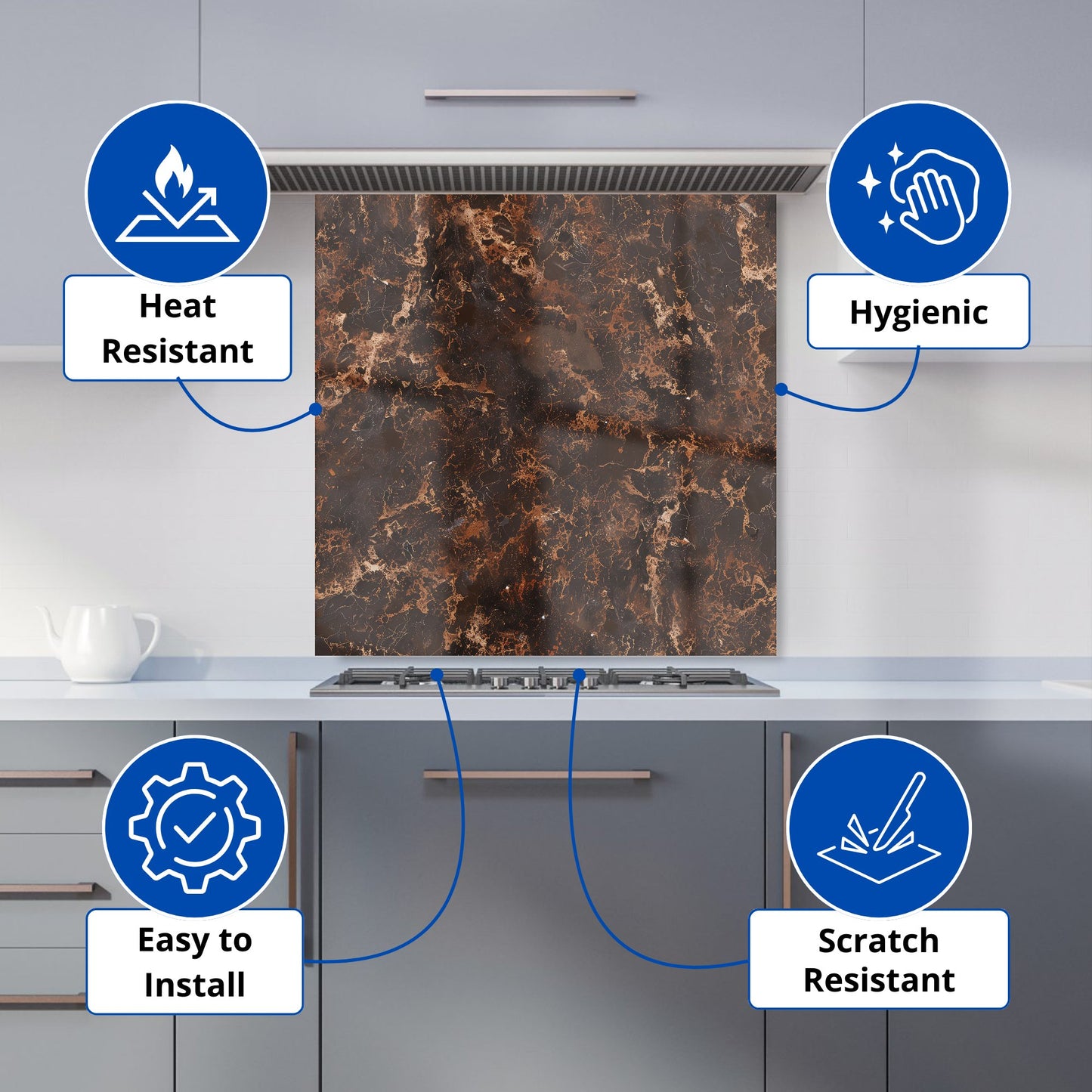 Browns Quartz Effect Kitchen Splashback