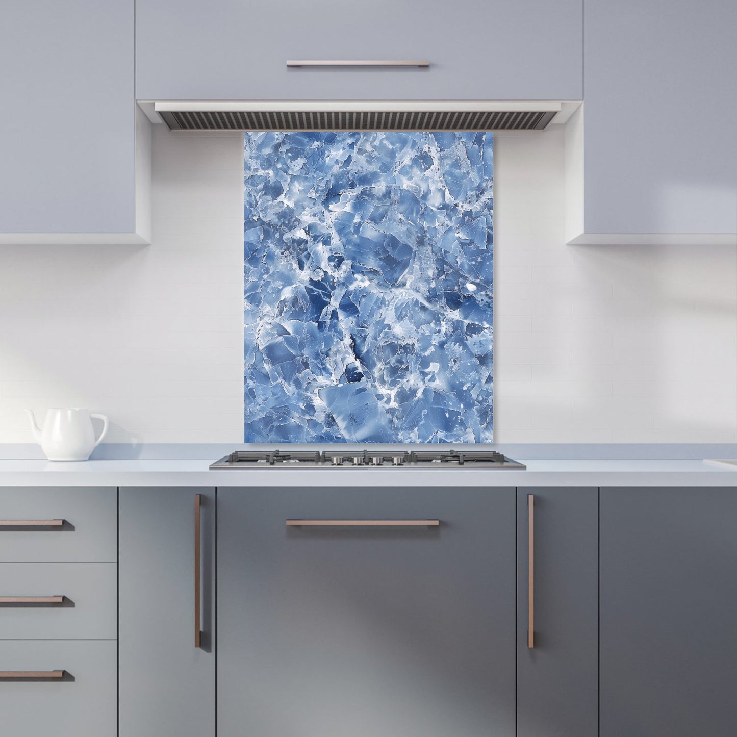Coastal Blue Quartz Effect Kitchen Splashback
