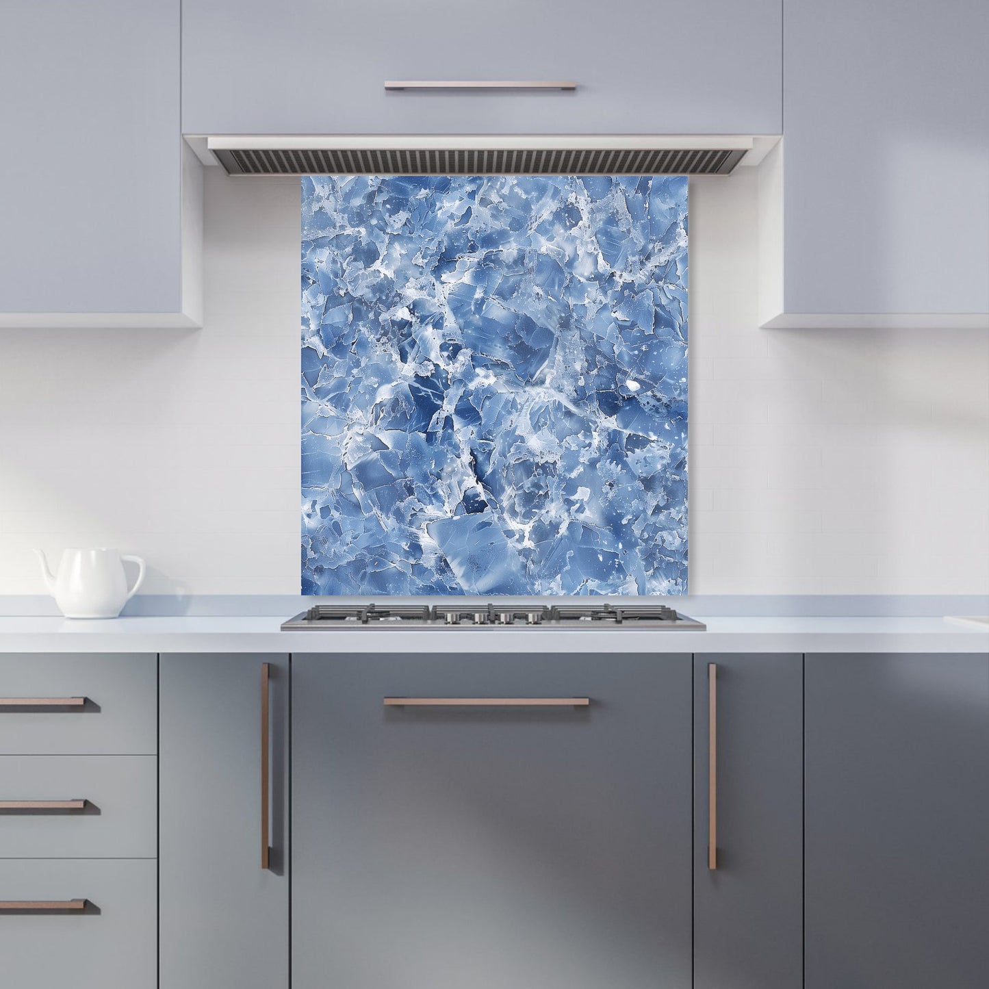 Coastal Blue Quartz Effect Kitchen Splashback