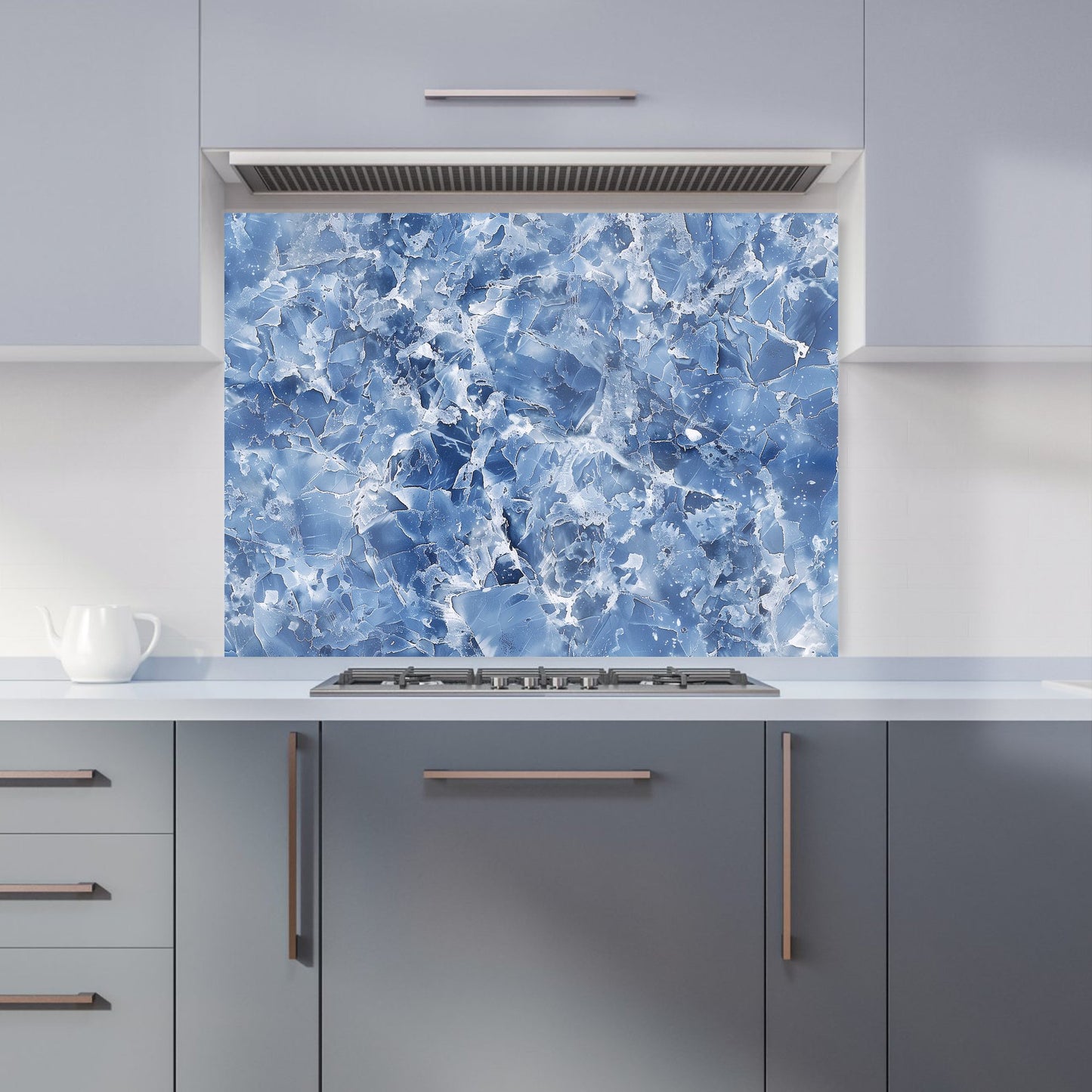 Coastal Blue Quartz Effect Kitchen Splashback