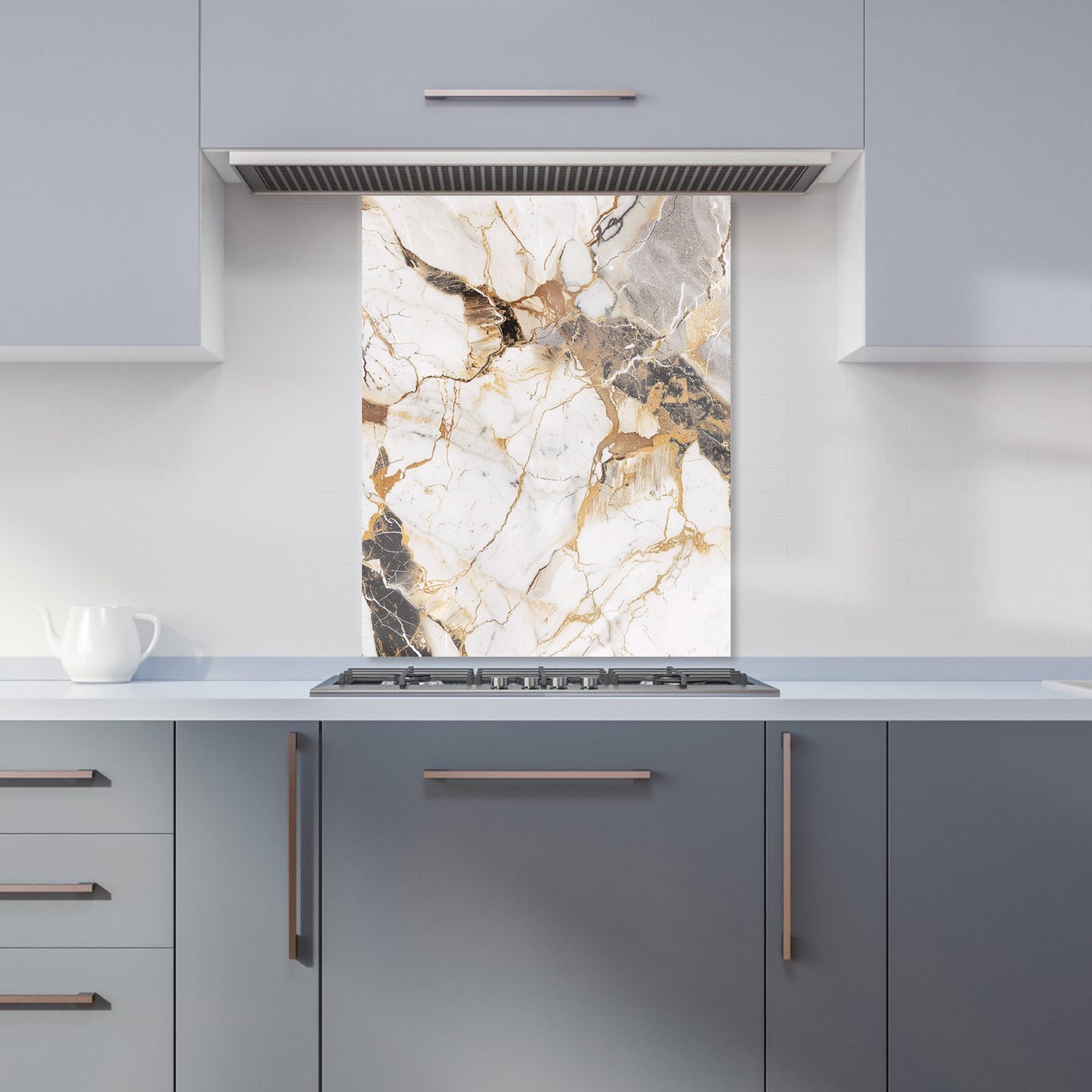 Sleek Pale Marble Effect Kitchen Splashback
