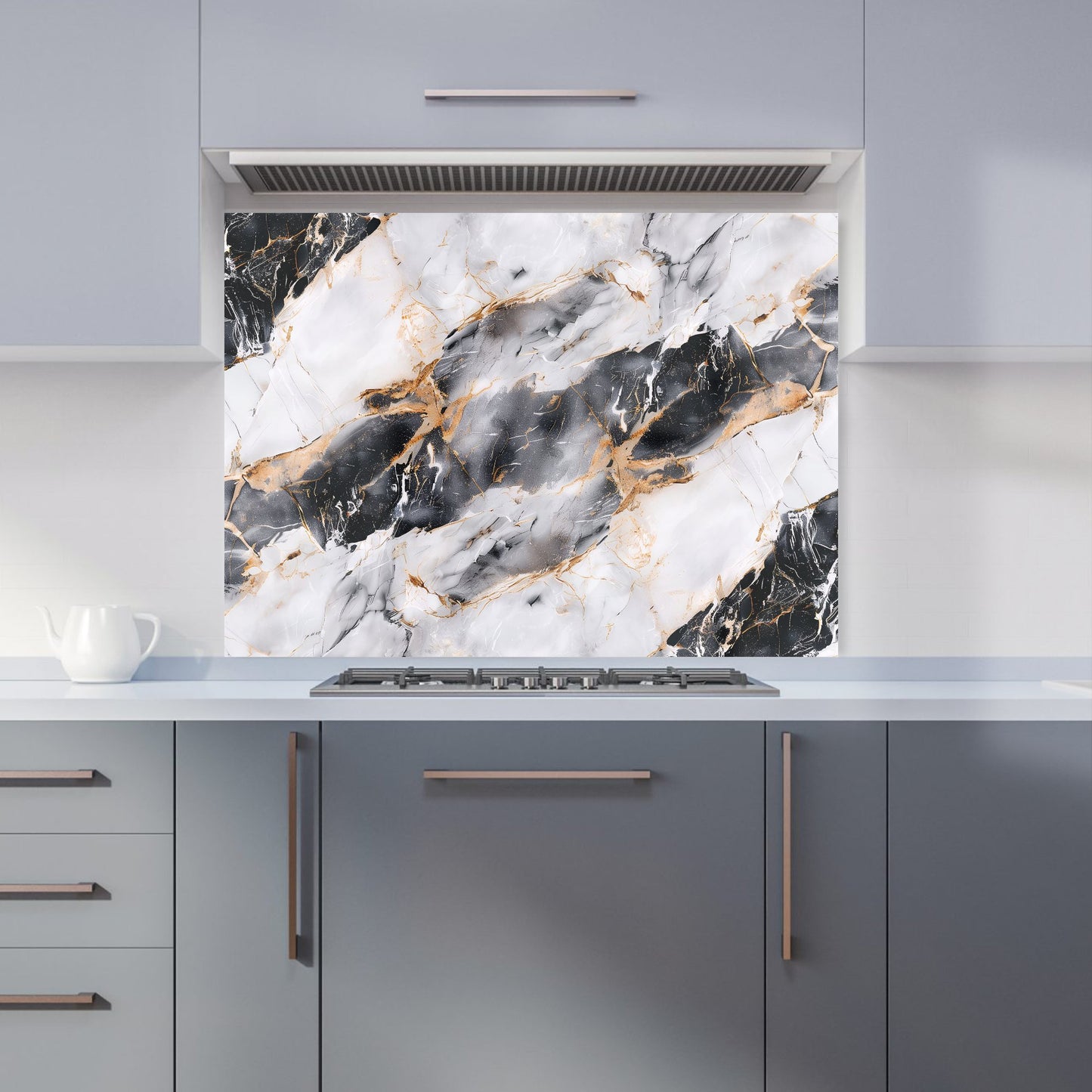 Exquisite White Marble Effect Kitchen Splashback