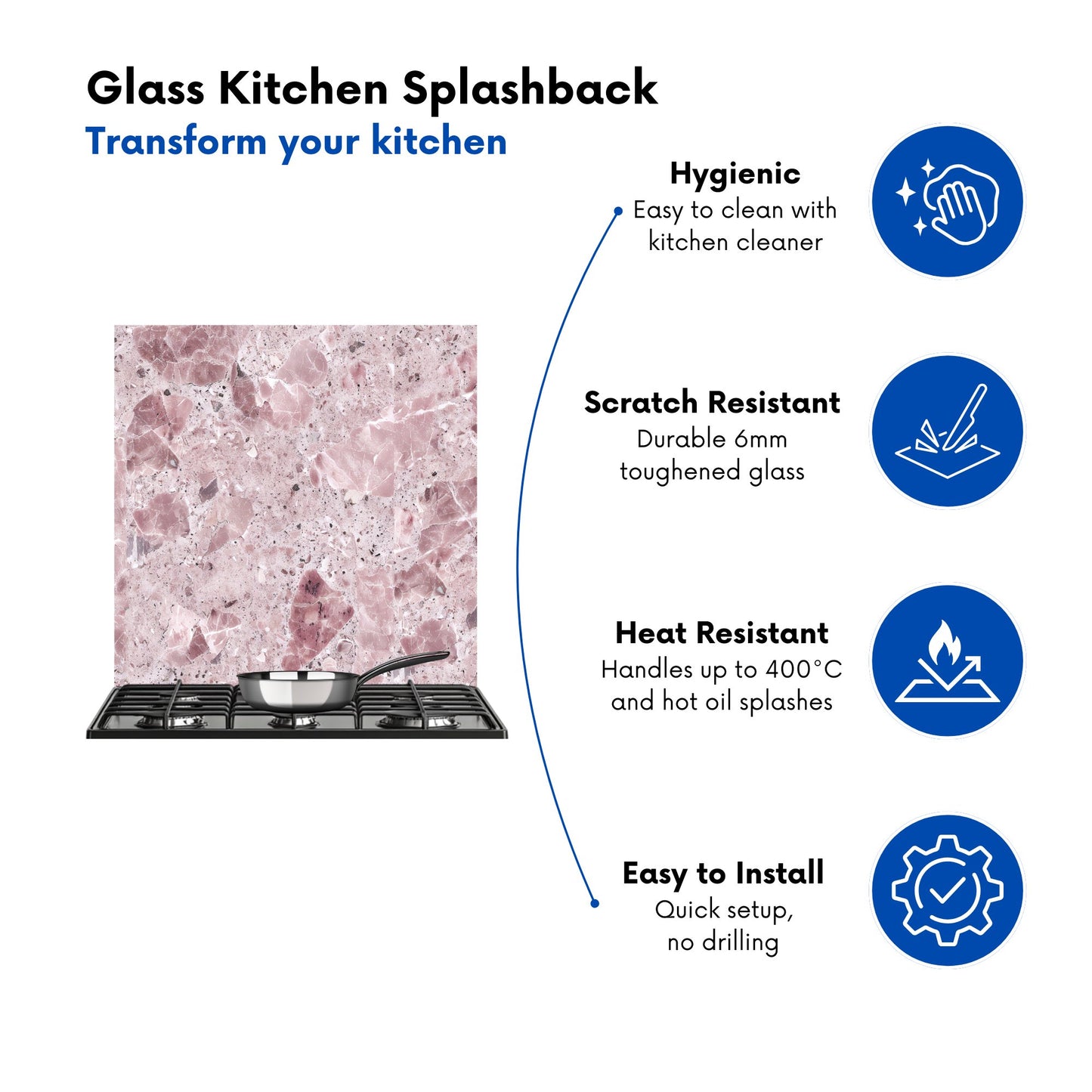Dusty Pink Quartz Effect Kitchen Splashback