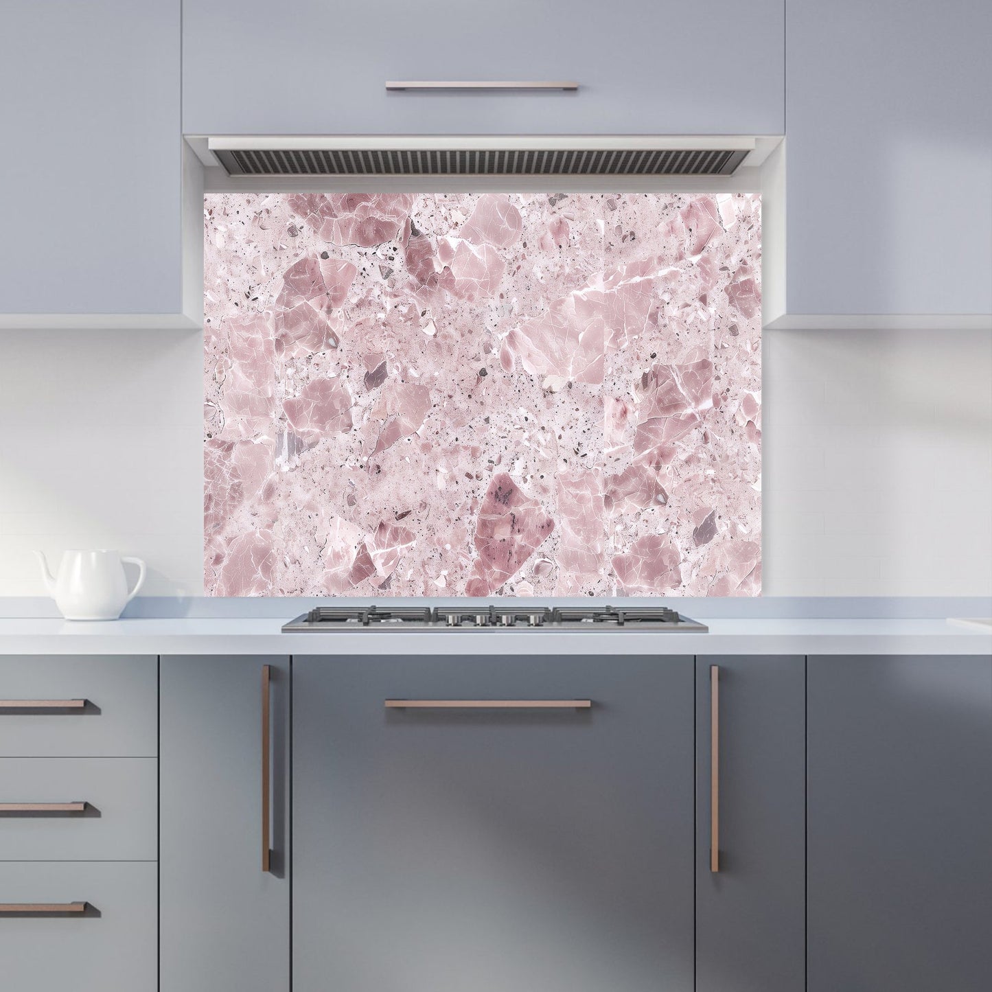 Dusty Pink Quartz Effect Kitchen Splashback