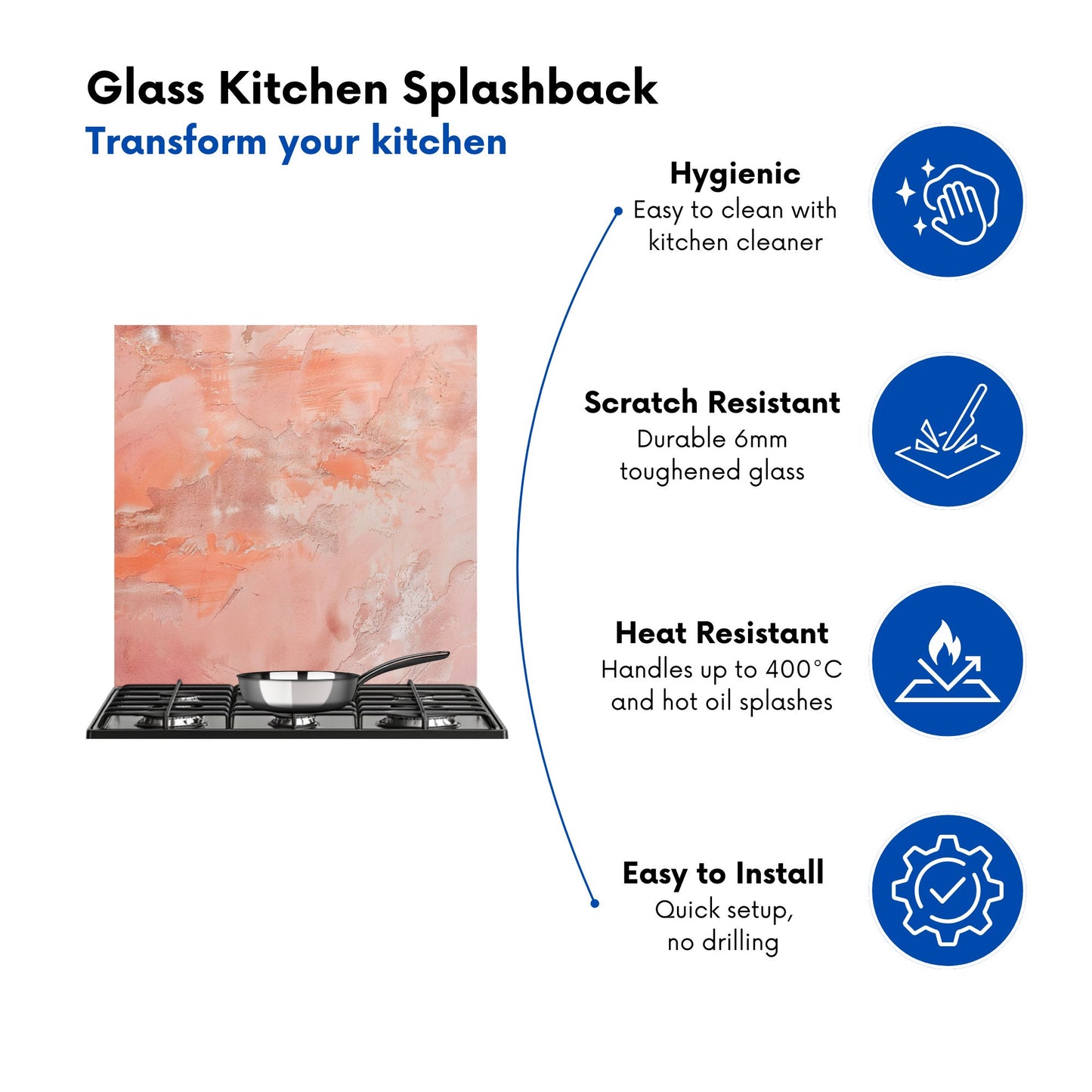 Pink Grunge Effect Kitchen Splashback