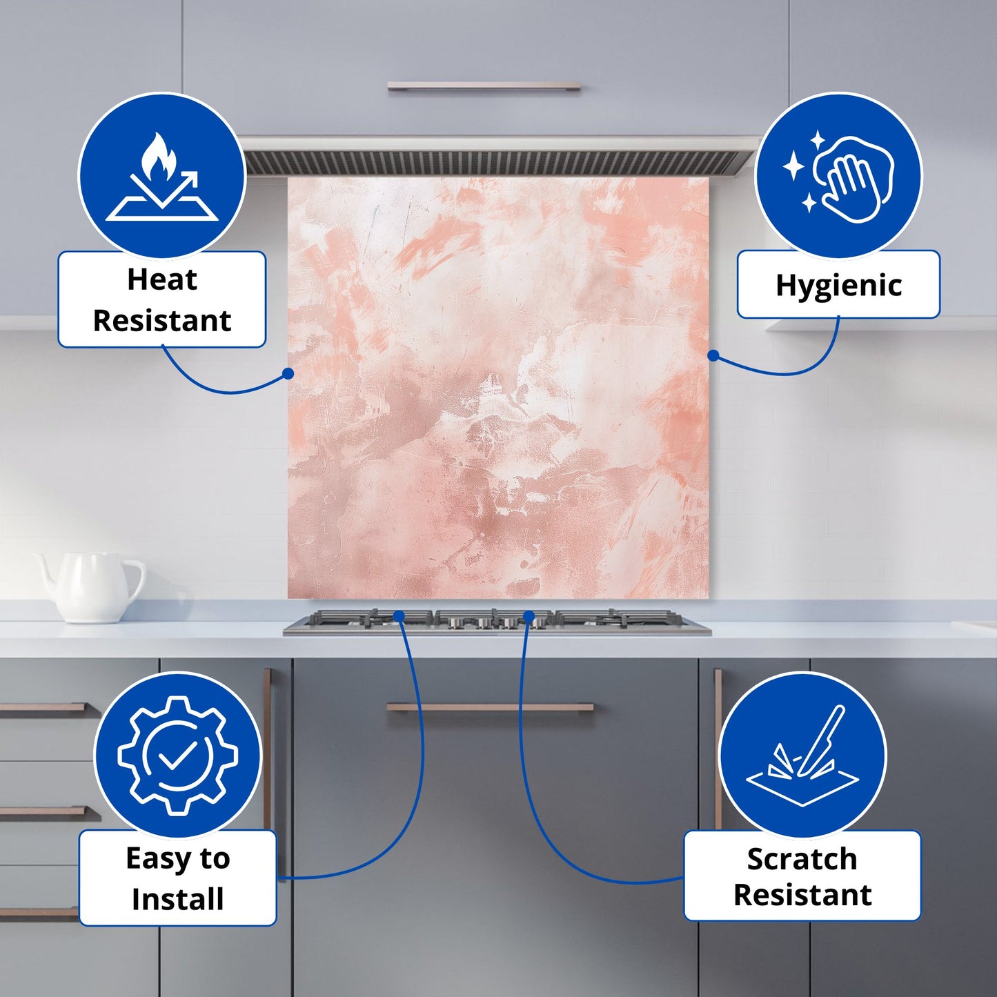 Minimalistic Pink Grunge Effect Kitchen Splashback