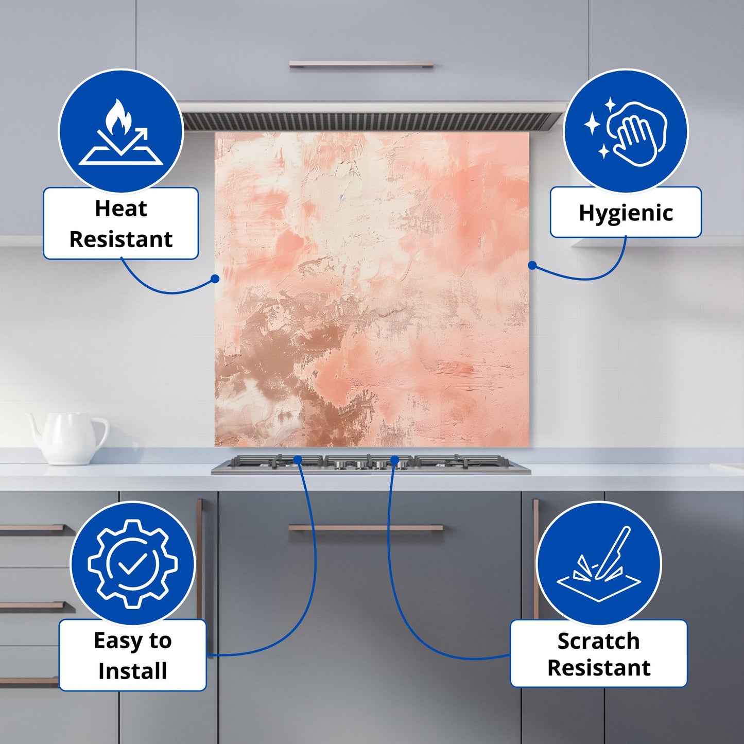 Hapless Pink Grunge Effect Kitchen Splashback