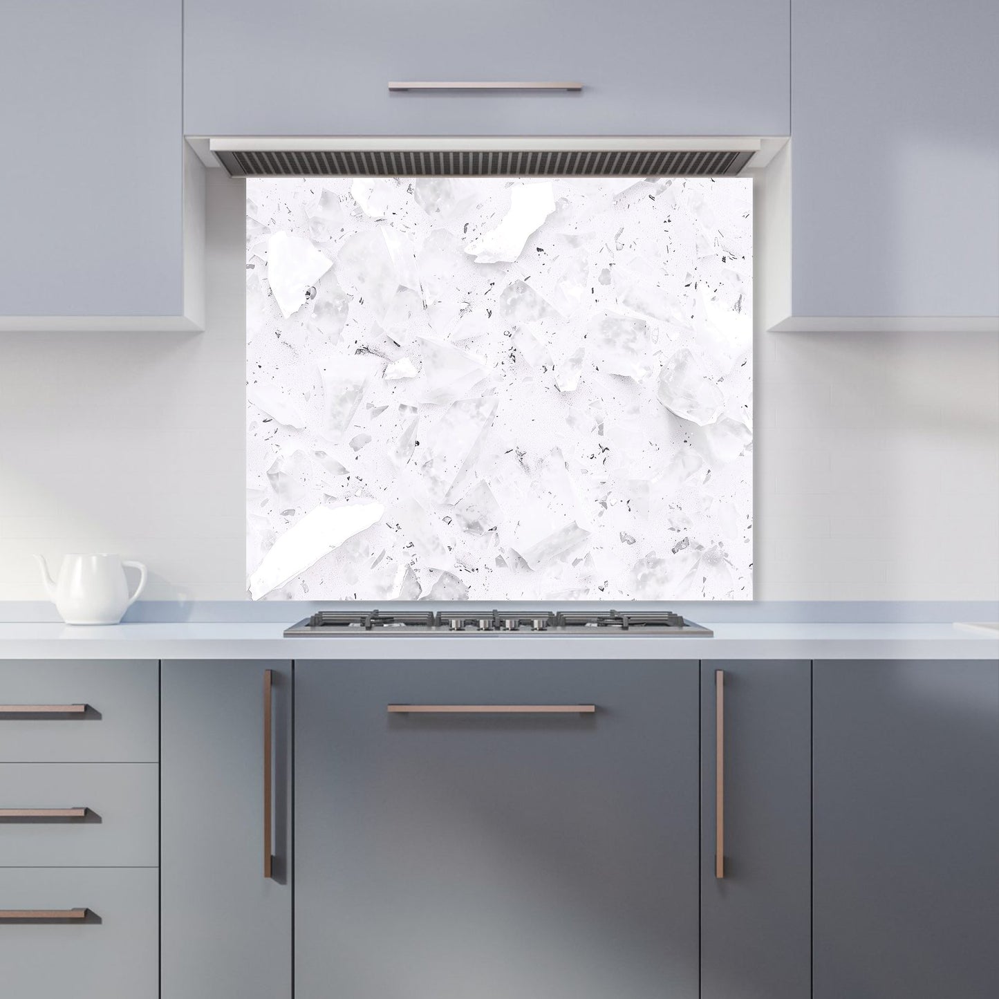 Ice White Quartz Effect Kitchen Splashback