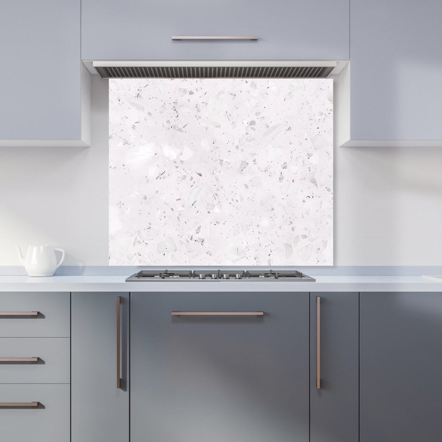 Icy White Quartz Effect Kitchen Splashback