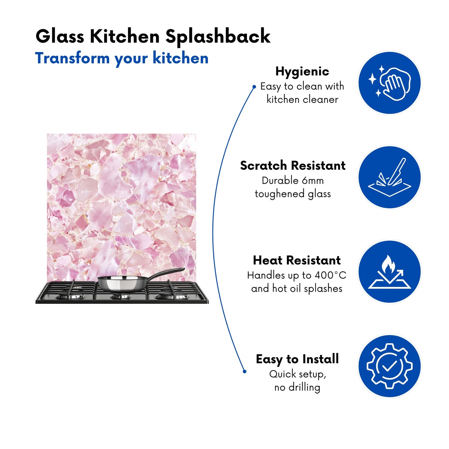 Light Pink Quartz Effect Kitchen Splashback