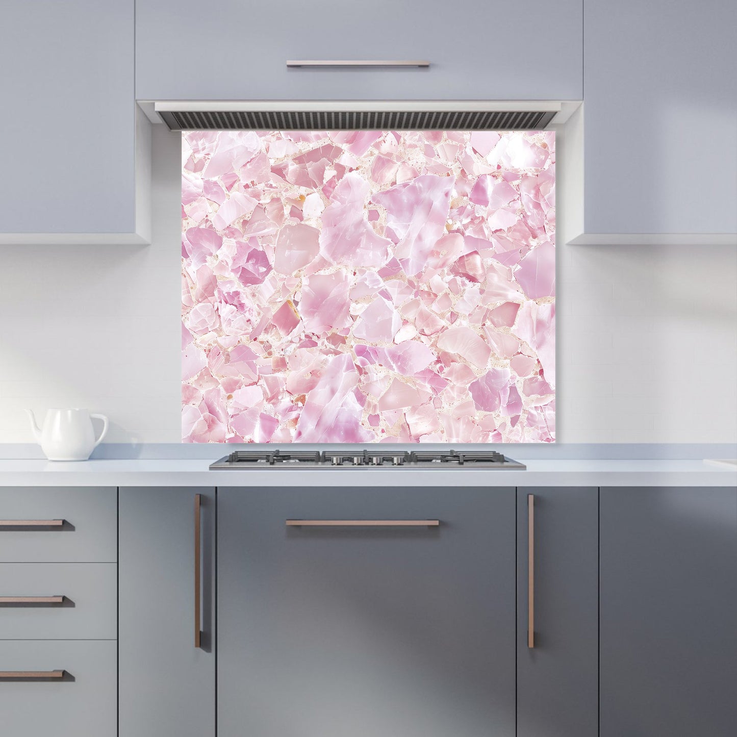 Light Pink Quartz Effect Kitchen Splashback