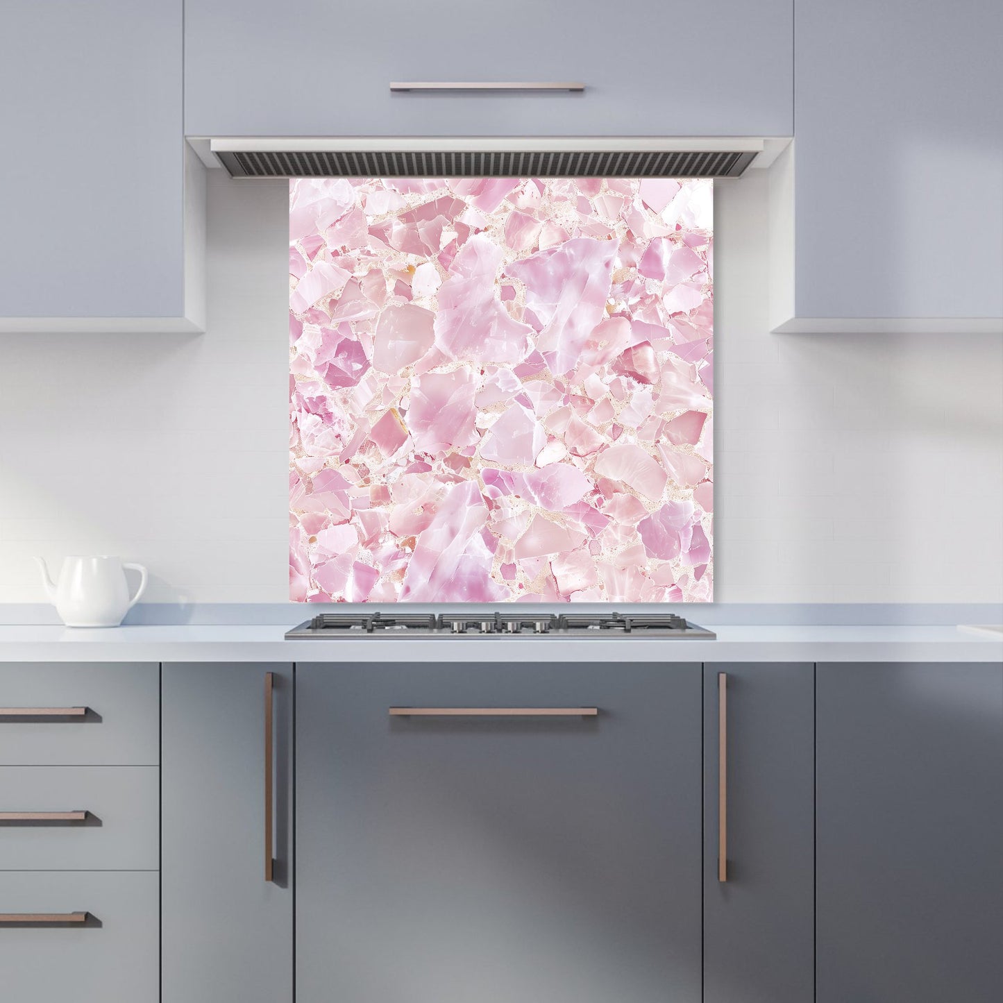 Light Pink Quartz Effect Kitchen Splashback