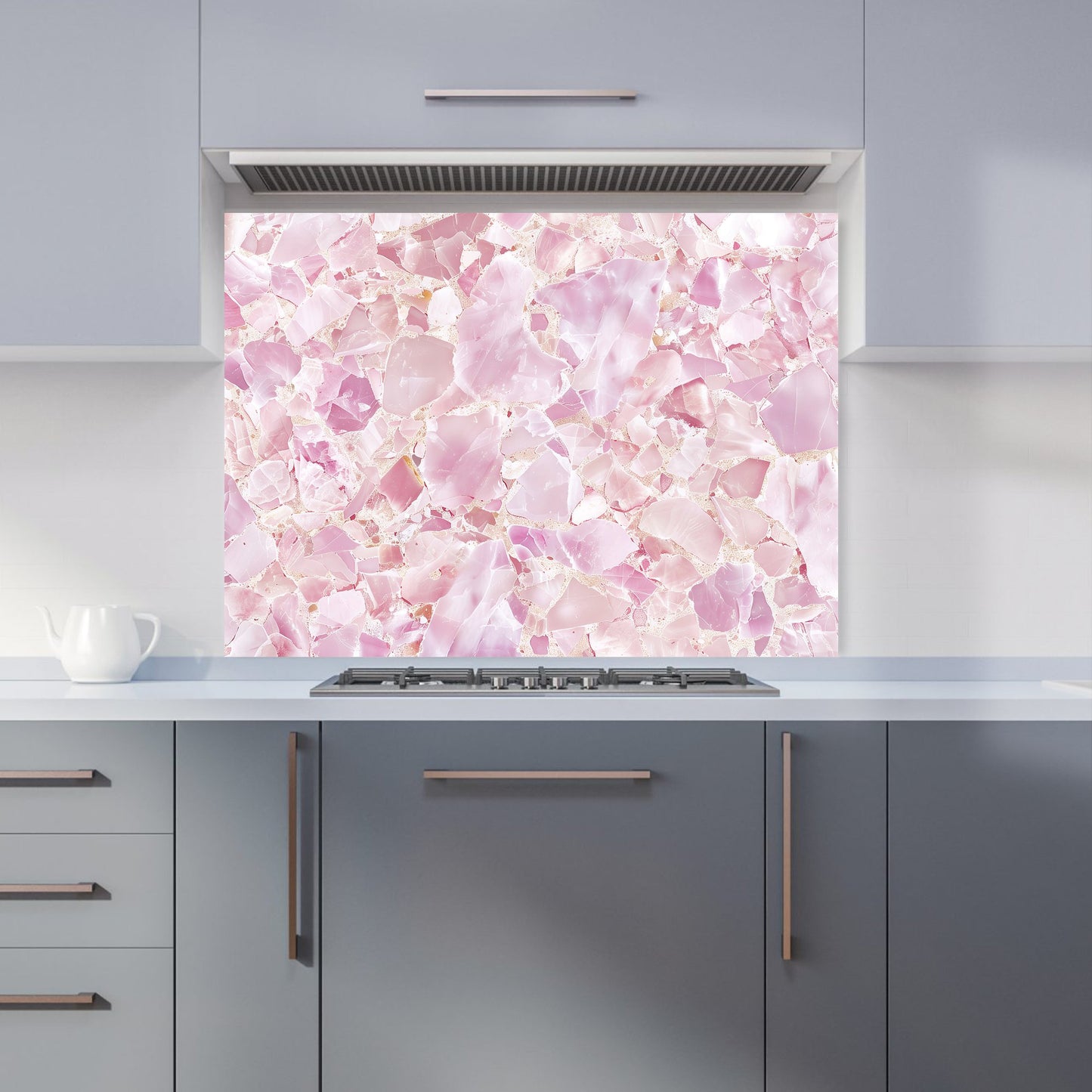 Light Pink Quartz Effect Kitchen Splashback