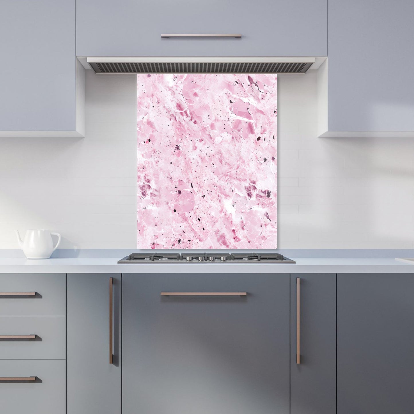 Plush Pink Quartz Effect Kitchen Splashback