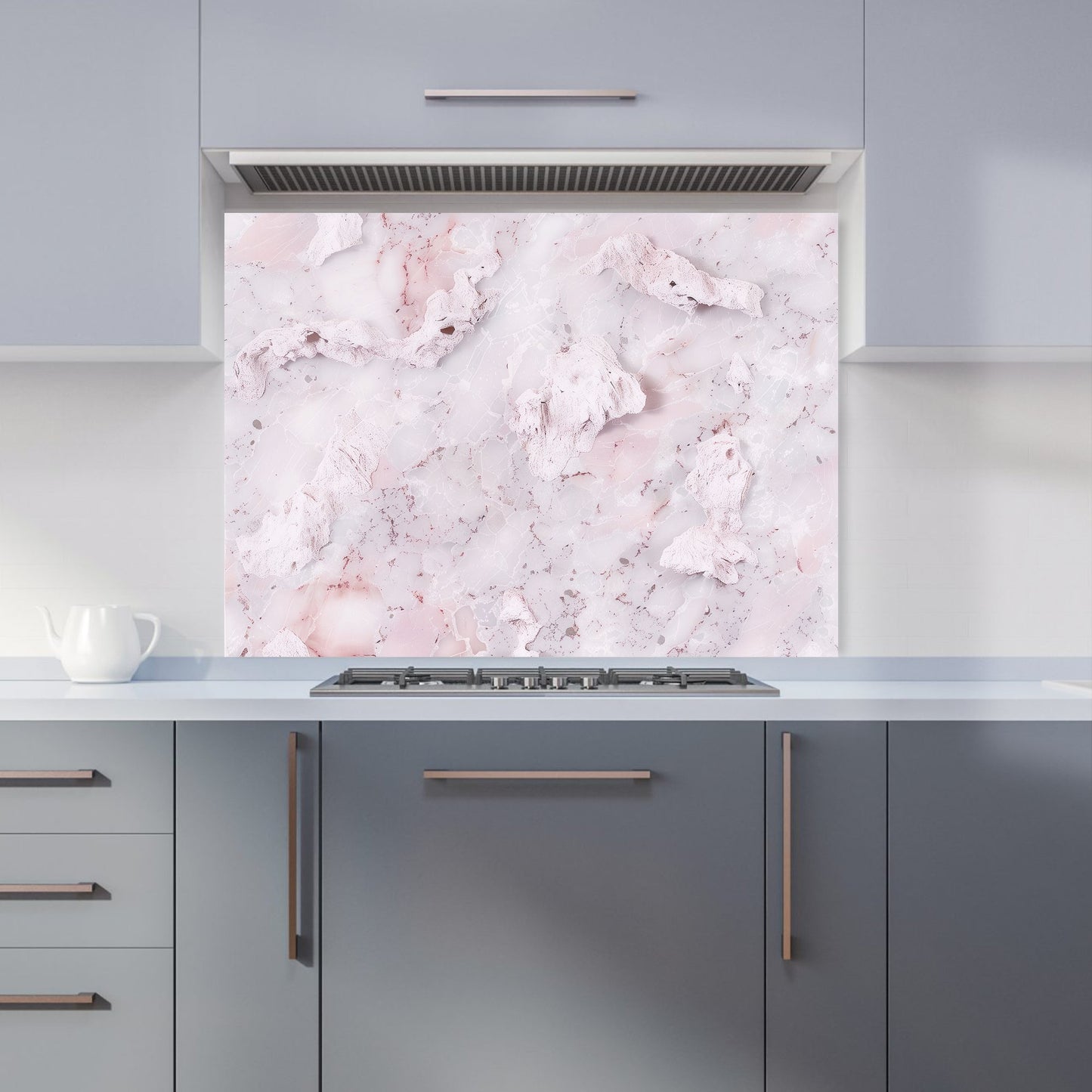Pale Pink Quartz Effect Kitchen Splashback
