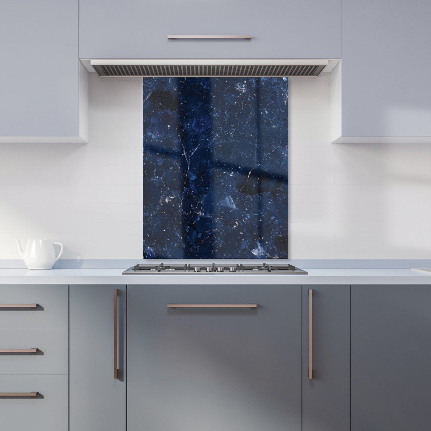 Ocean Blue Quartz Effect Kitchen Splashback